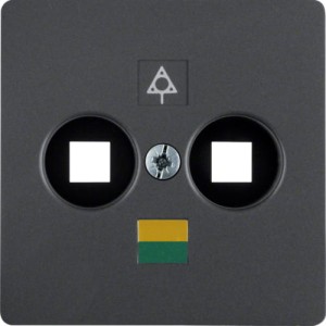 B.X/K.X Płytka czołowa gniazda wyrównania potencjału podwójnego, antracyt Berker 14031606