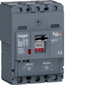 MCCB Wyłącznik mocy h3+ P160 3P 125A 50kA Hager HMS125DC