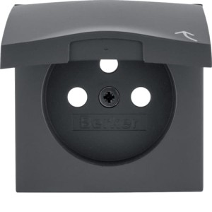 B.Kwadrat/B.3/B.7 Płytka czołowa do gniazda z uziemieniem z pokrywą, antracyt mat Berker 3965898996