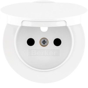 R.1/R.3 Płytka czołowa do gniazda z uziemieniem i pokrywą biały Berker 3965832089