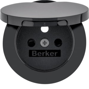R.1/R.3 Płytka czołowa do gniazda z uziemieniem i pokrywą czarna Berker 3965832045