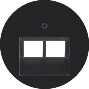 R.X Płytka czołowa do gniazda przyłączeniowego UAE 2-krotnego komputerowego/telefonicznego czarny Berker 14092045