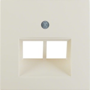 B.Kwadrat Płytka czołowa do gniazda przyłączeniowego UAE podwójnego komputerowego i telefonicznego, kremowy, połysk Berker 5314098982