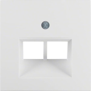 B.Kwadrat Płytka czołowa do gniazda przyłączeniowego UAE podwójnego komputerowego i telefonicznego, biały, połysk Berker 5314098989